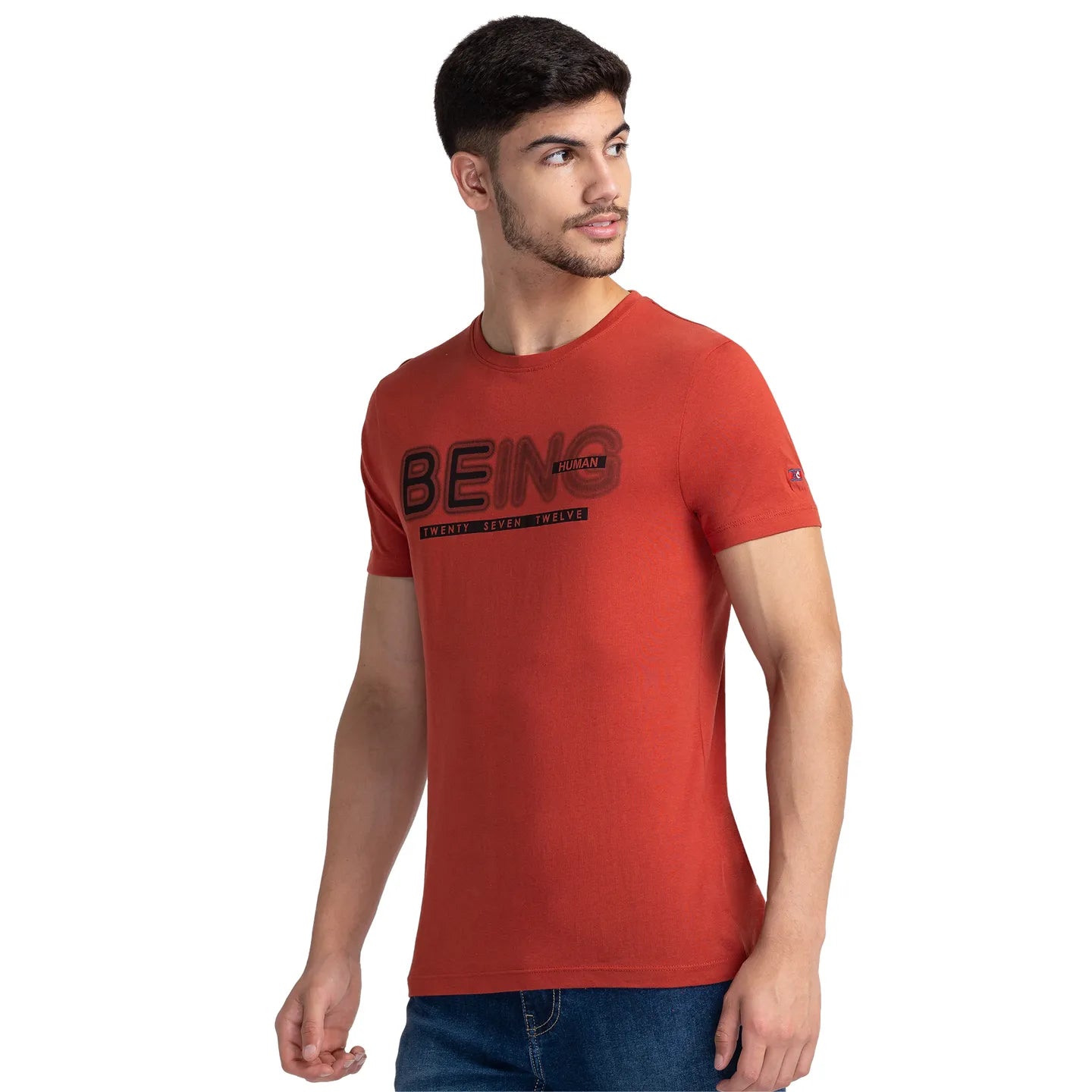 Red Regular Fit Men's Short Sleeves T-Shirt by Being Human Clothing