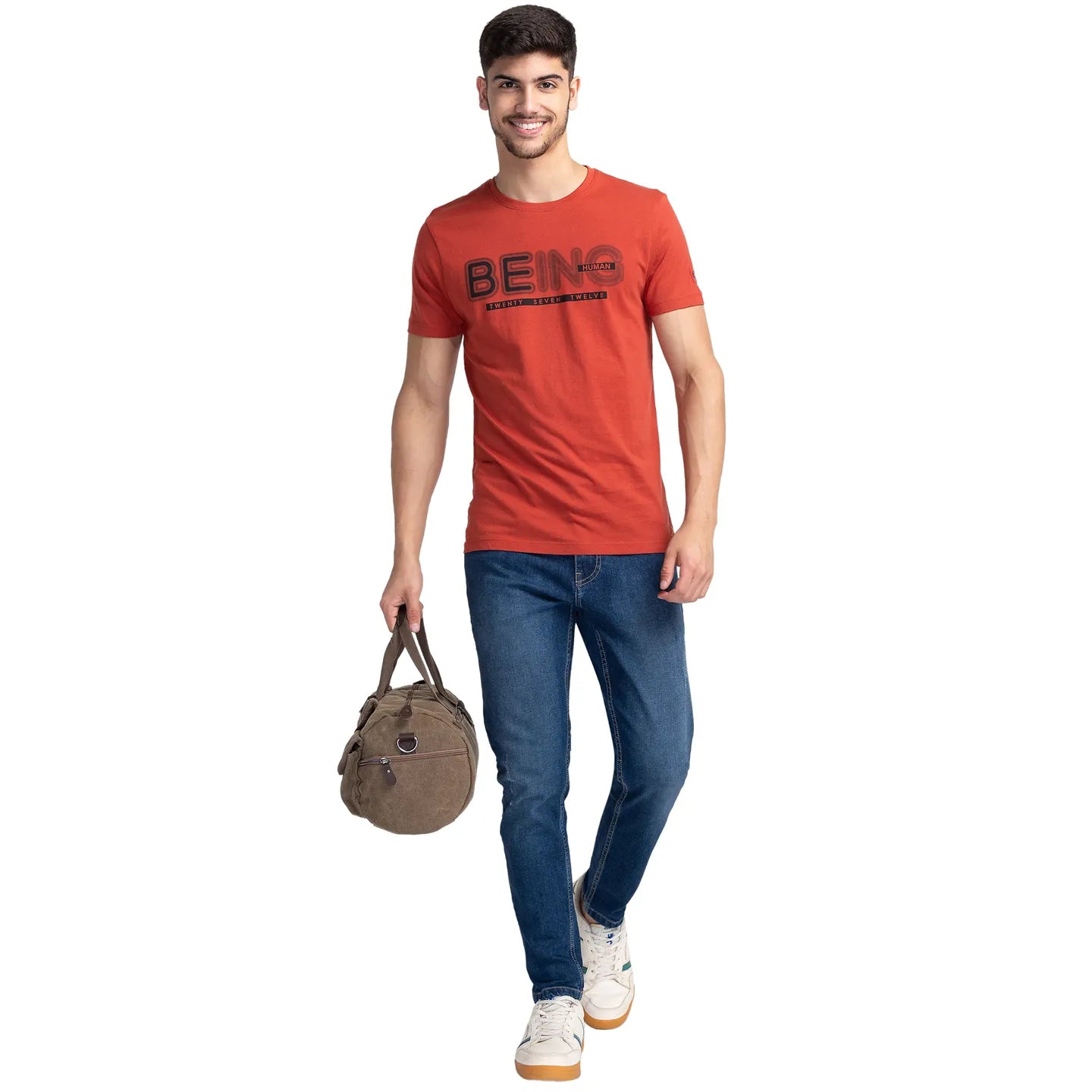 Red Regular Fit Men's Short Sleeves T-Shirt by Being Human Clothing