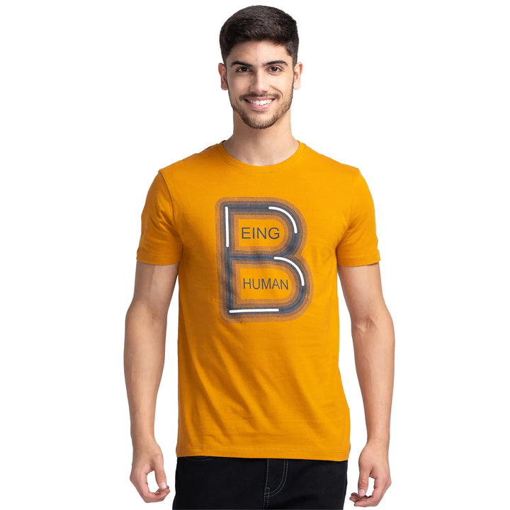 Yellow Regular Fit Men's Short Sleeves T-Shirt by Being Human Clothing