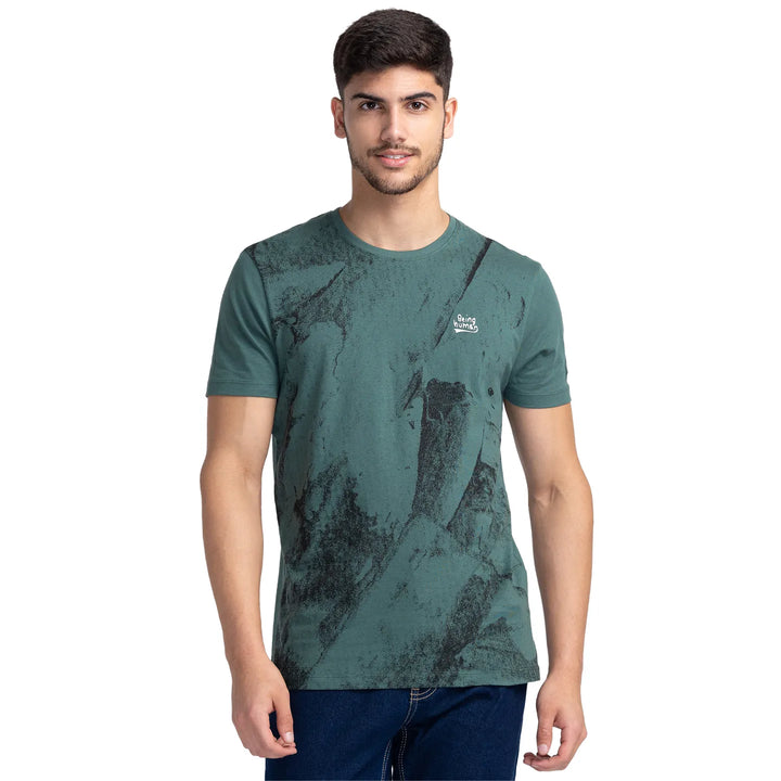 Green Regular Fit Men's Short Sleeves T-Shirt by Being Human Clothing