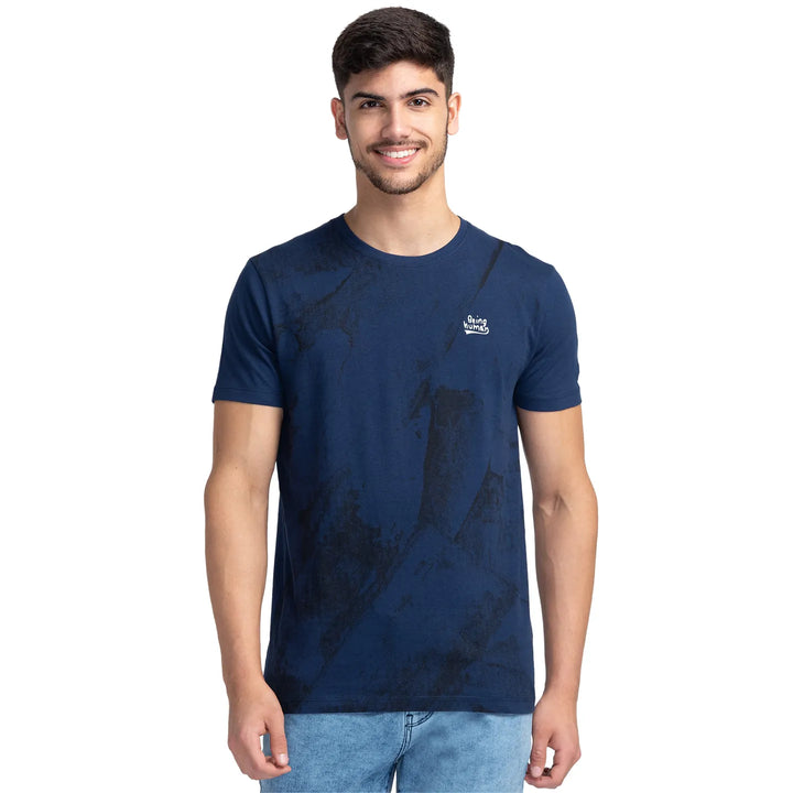 Blue Regular Fit Men's Short Sleeves T-Shirt by Being Human Clothing
