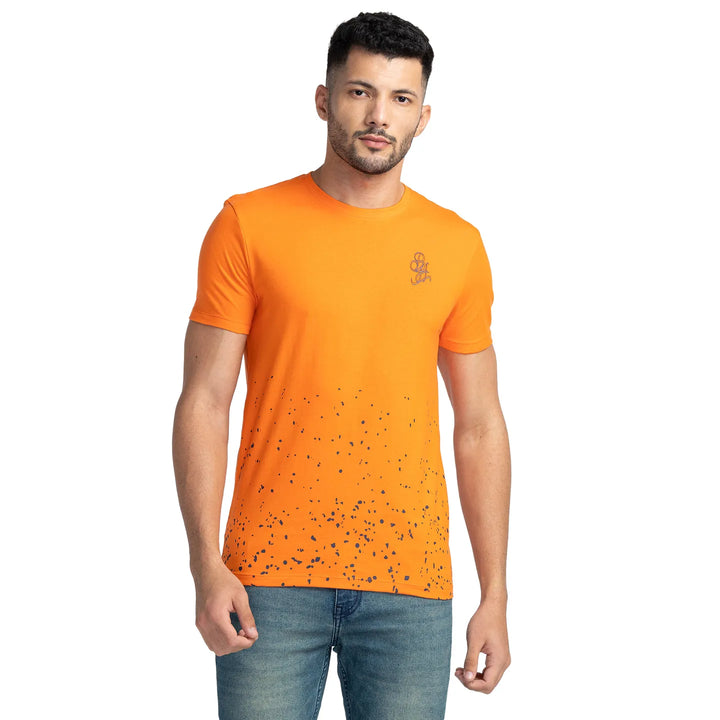 Orange Regular Fit Men's Short Sleeves T-Shirt by Being Human Clothing