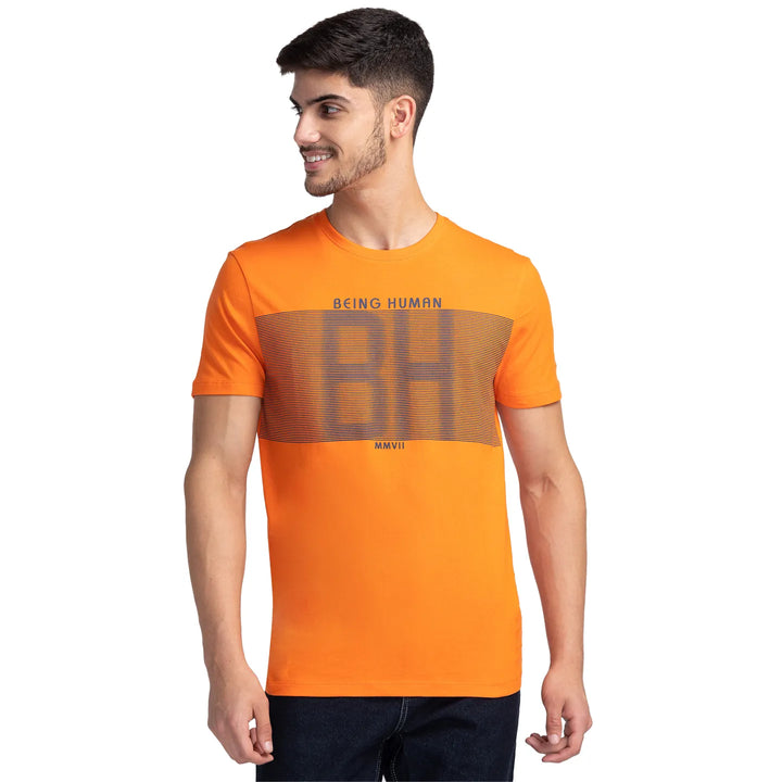 Blue Regular Fit Men's Short Sleeves T-Shirt by Being Human Clothing