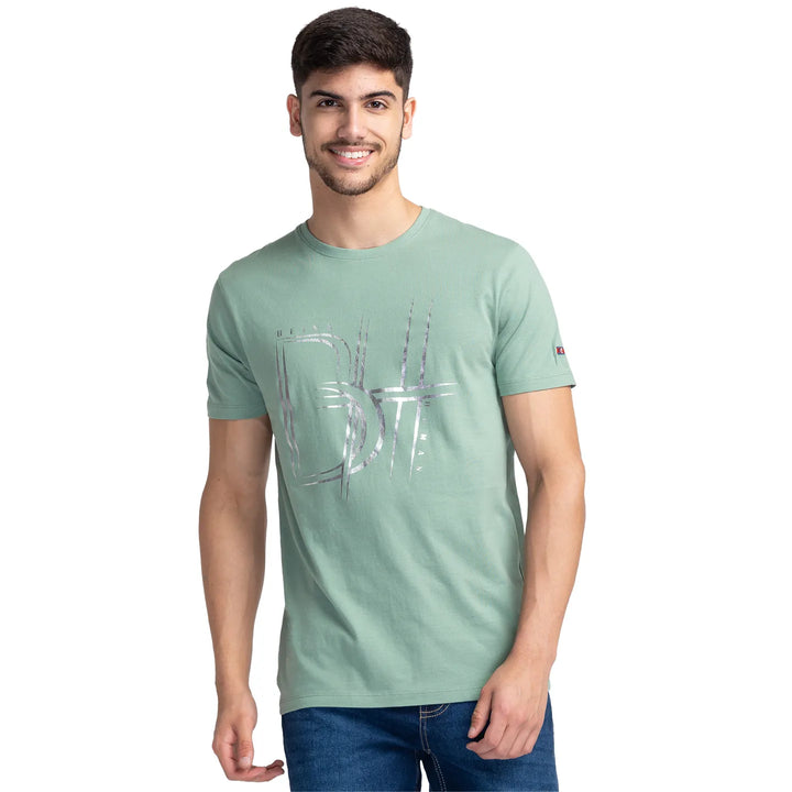Green Regular Fit Men's Short Sleeves T-Shirt by Being Human Clothing