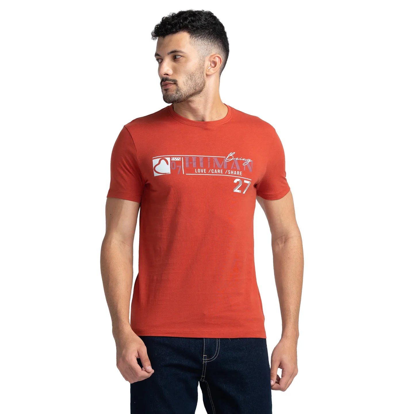 Red Regular Fit Men's Short Sleeves T-Shirt by Being Human Clothing
