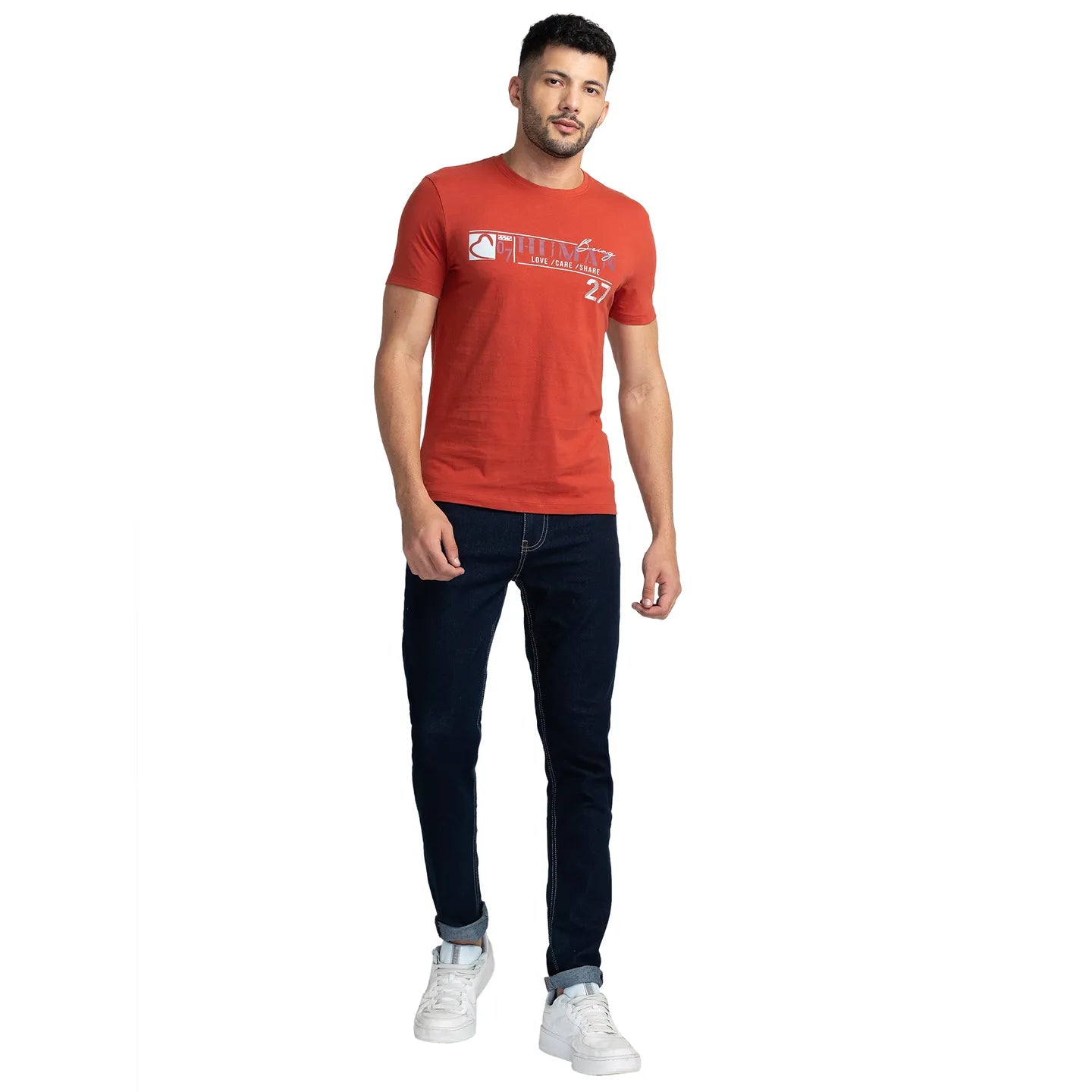 Red Regular Fit Men's Short Sleeves T-Shirt by Being Human Clothing
