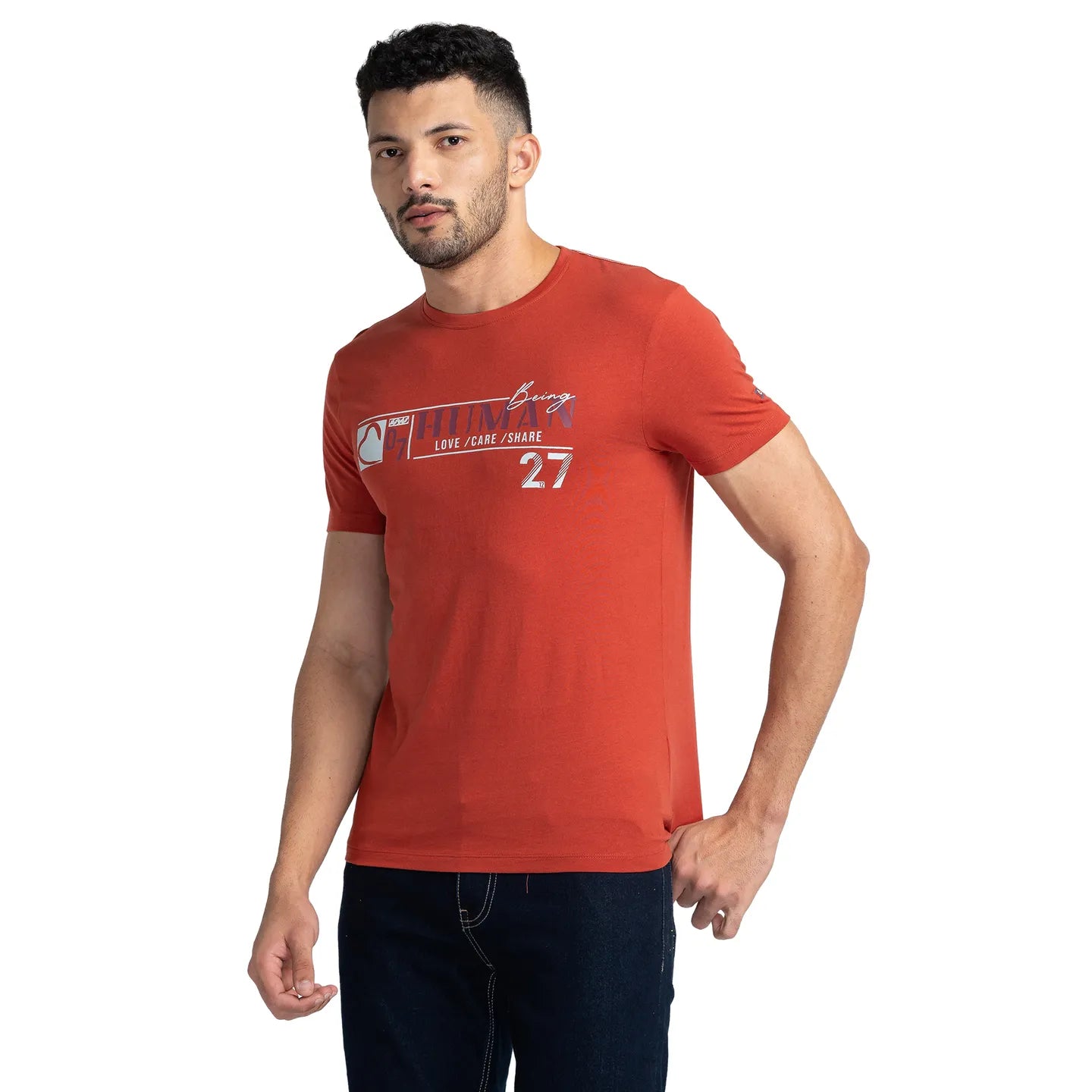 Red Regular Fit Men's Short Sleeves T-Shirt by Being Human Clothing