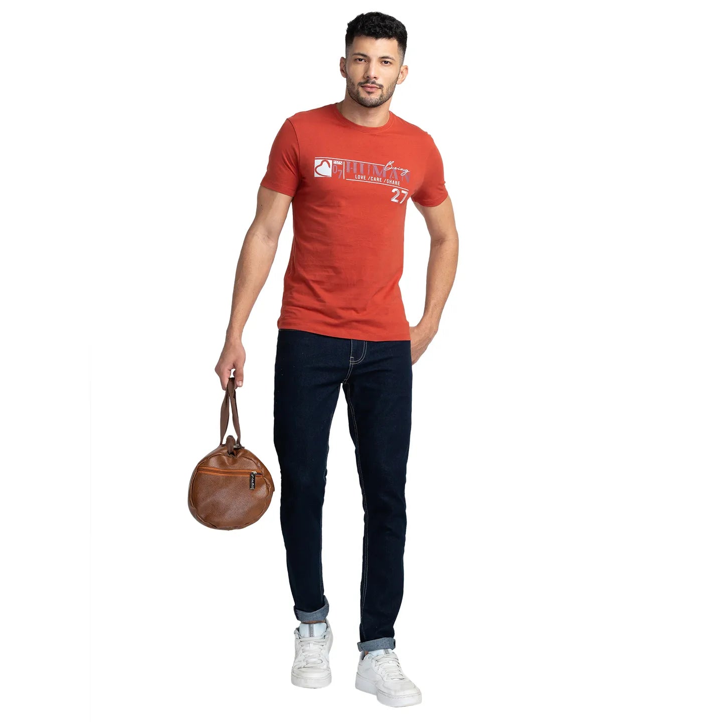 Red Regular Fit Men's Short Sleeves T-Shirt by Being Human Clothing