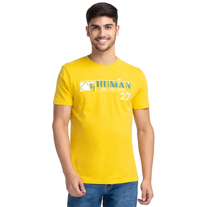 Yellow Regular Fit Men's Short Sleeves T-Shirt by Being Human Clothing