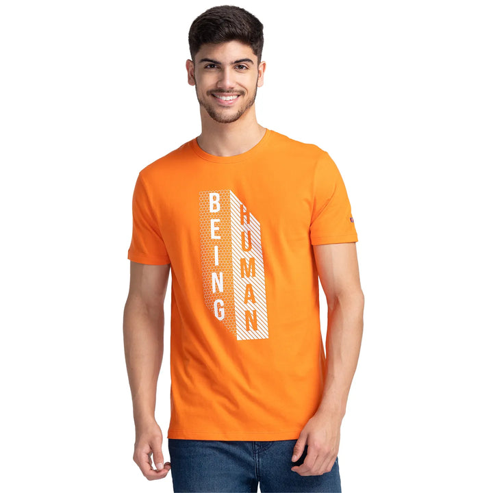 Blue Regular Fit Men's Short Sleeves T-Shirt by Being Human Clothing