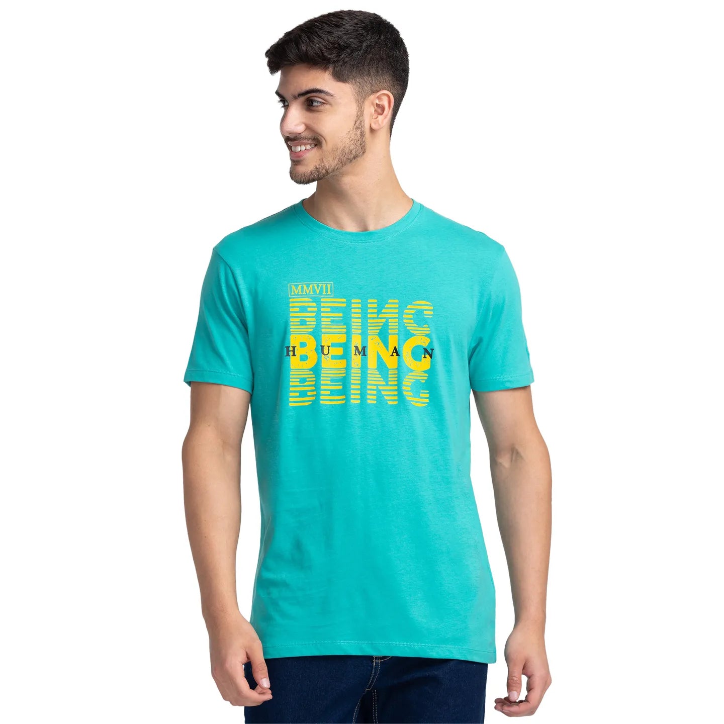 Green Regular Fit Men's Short Sleeves T-Shirt by Being Human Clothing