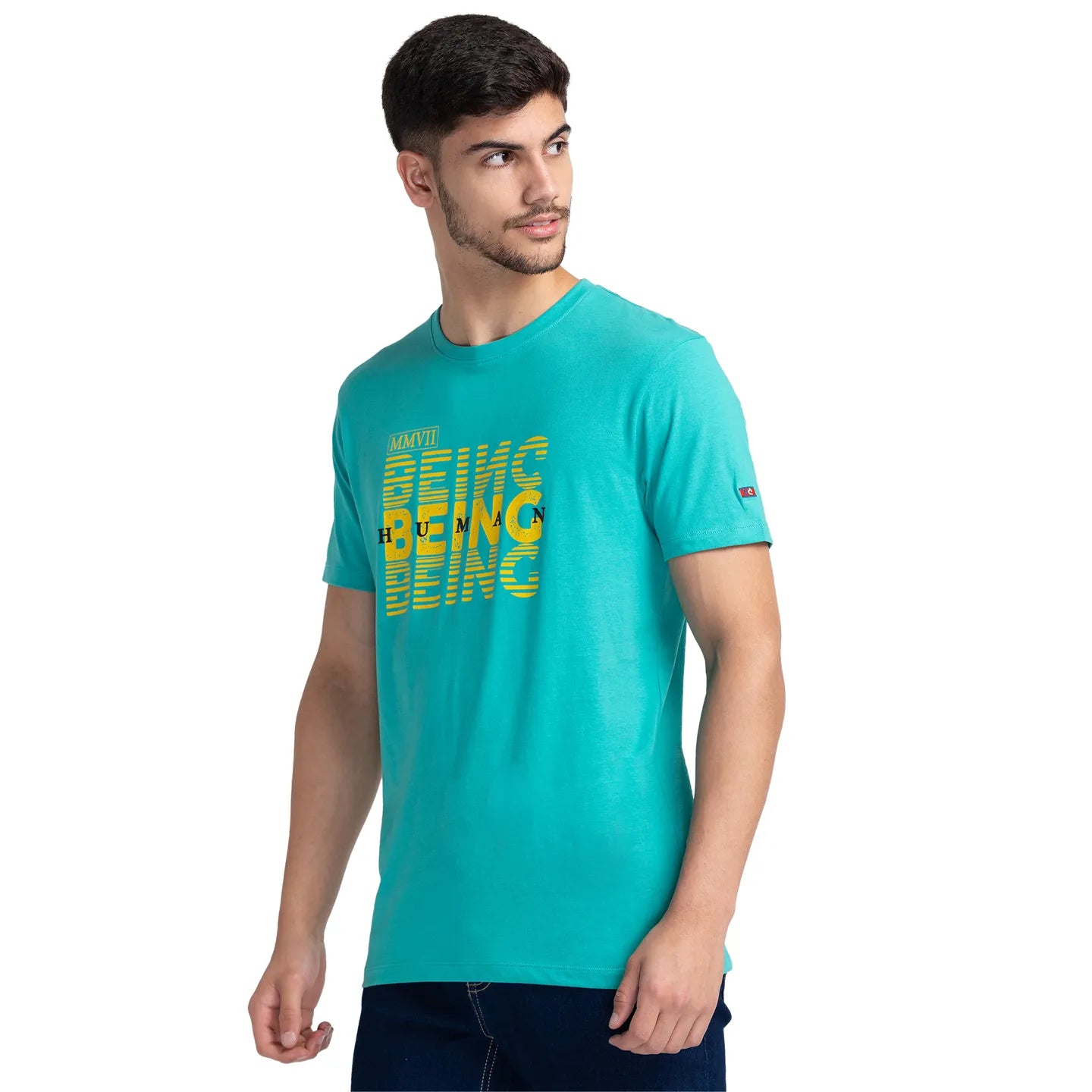 Green Regular Fit Men's Short Sleeves T-Shirt by Being Human Clothing