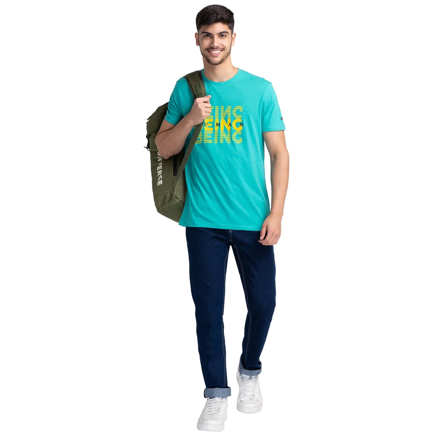 Green Regular Fit Men's Short Sleeves T-Shirt by Being Human Clothing