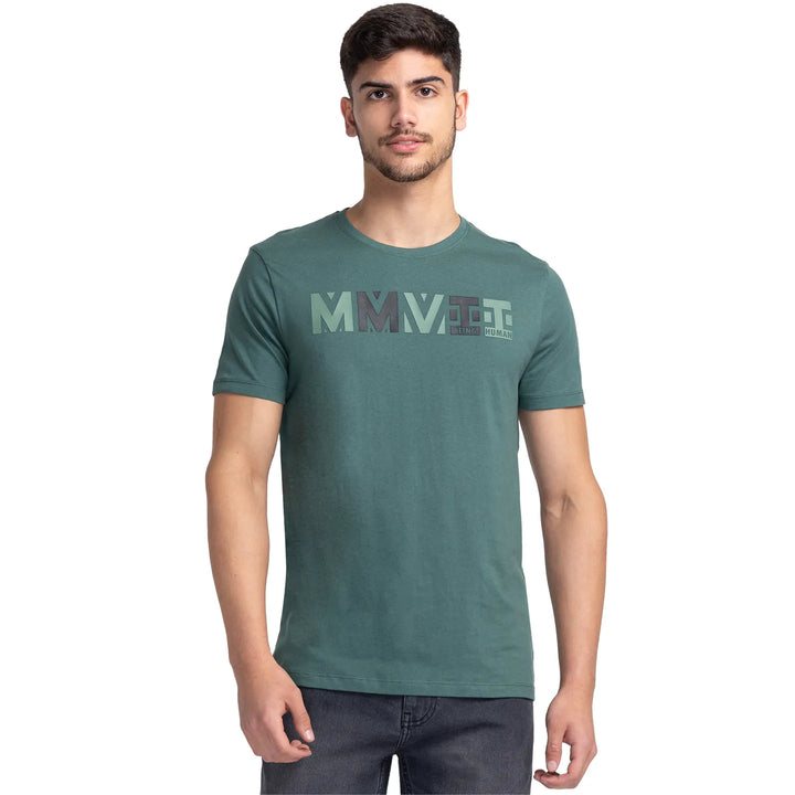 Green Regular Fit Men's Short Sleeves T-Shirt by Being Human Clothing