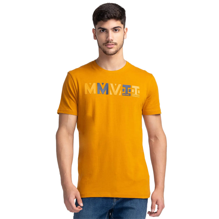 Yellow Regular Fit Men's Short Sleeves T-Shirt by Being Human Clothing