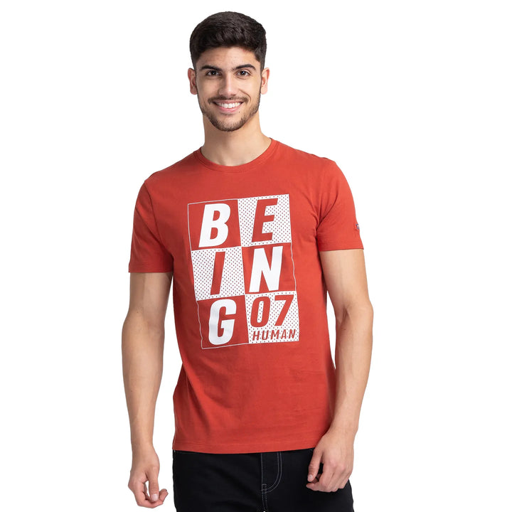 Red Regular Fit Men's Short Sleeves T-Shirt by Being Human Clothing