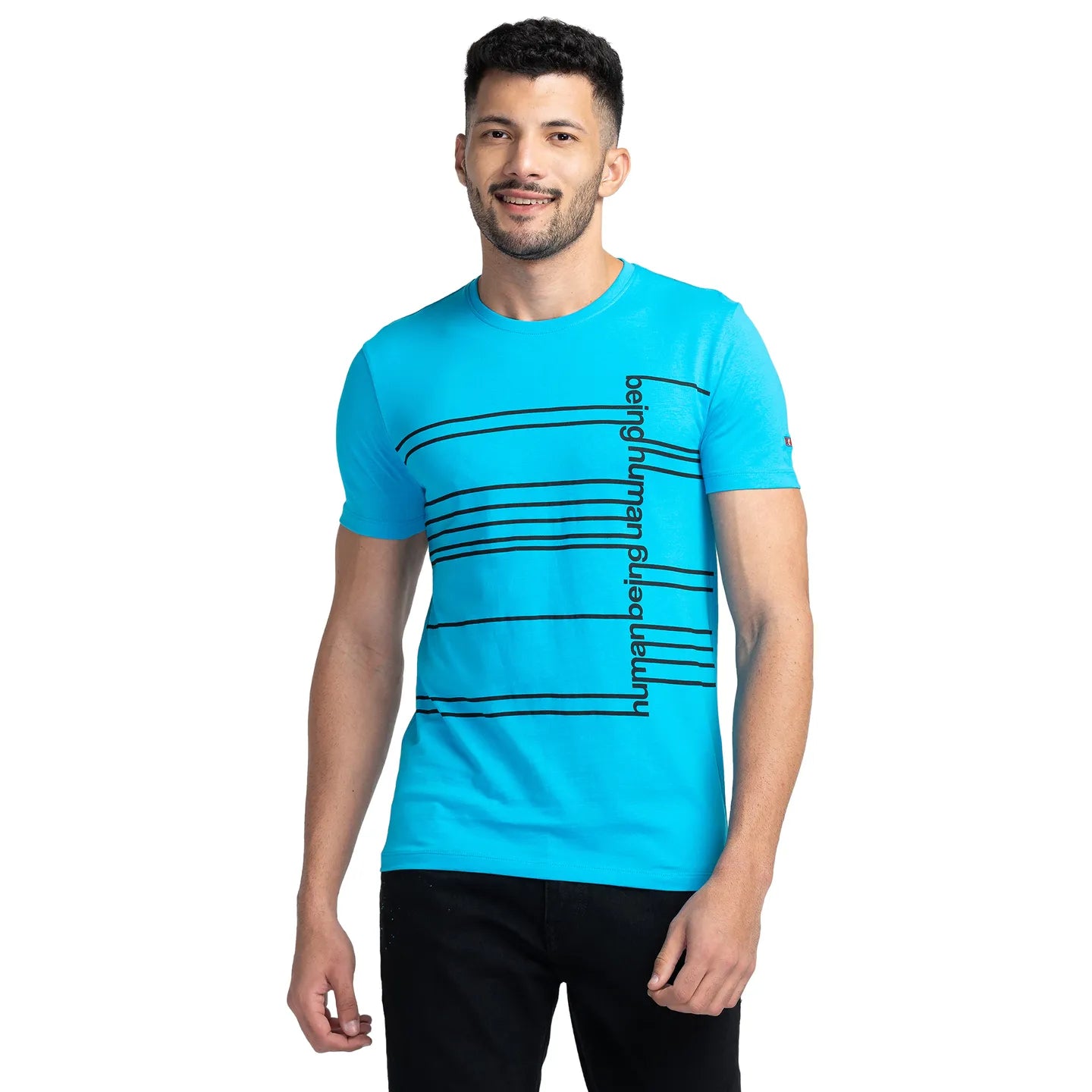 Blue Regular Fit Men's Short Sleeves T-Shirt by Being Human Clothing