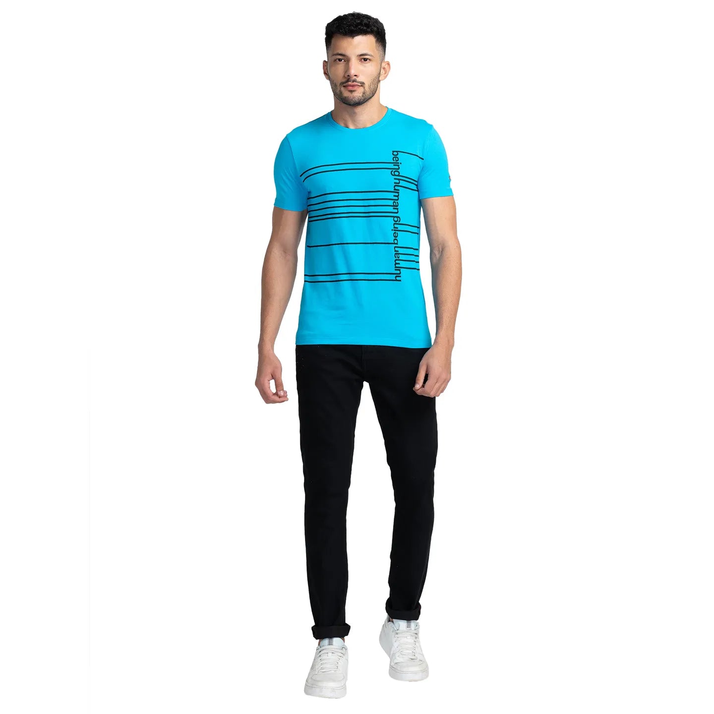 Blue Regular Fit Men's Short Sleeves T-Shirt by Being Human Clothing