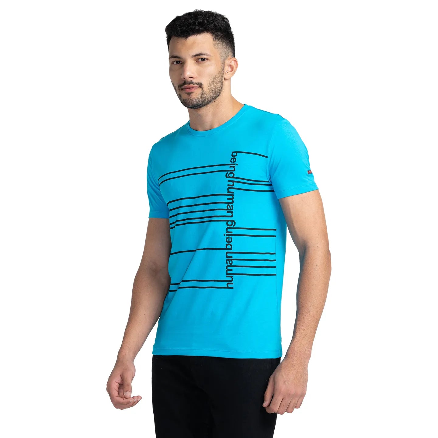 Blue Regular Fit Men's Short Sleeves T-Shirt by Being Human Clothing