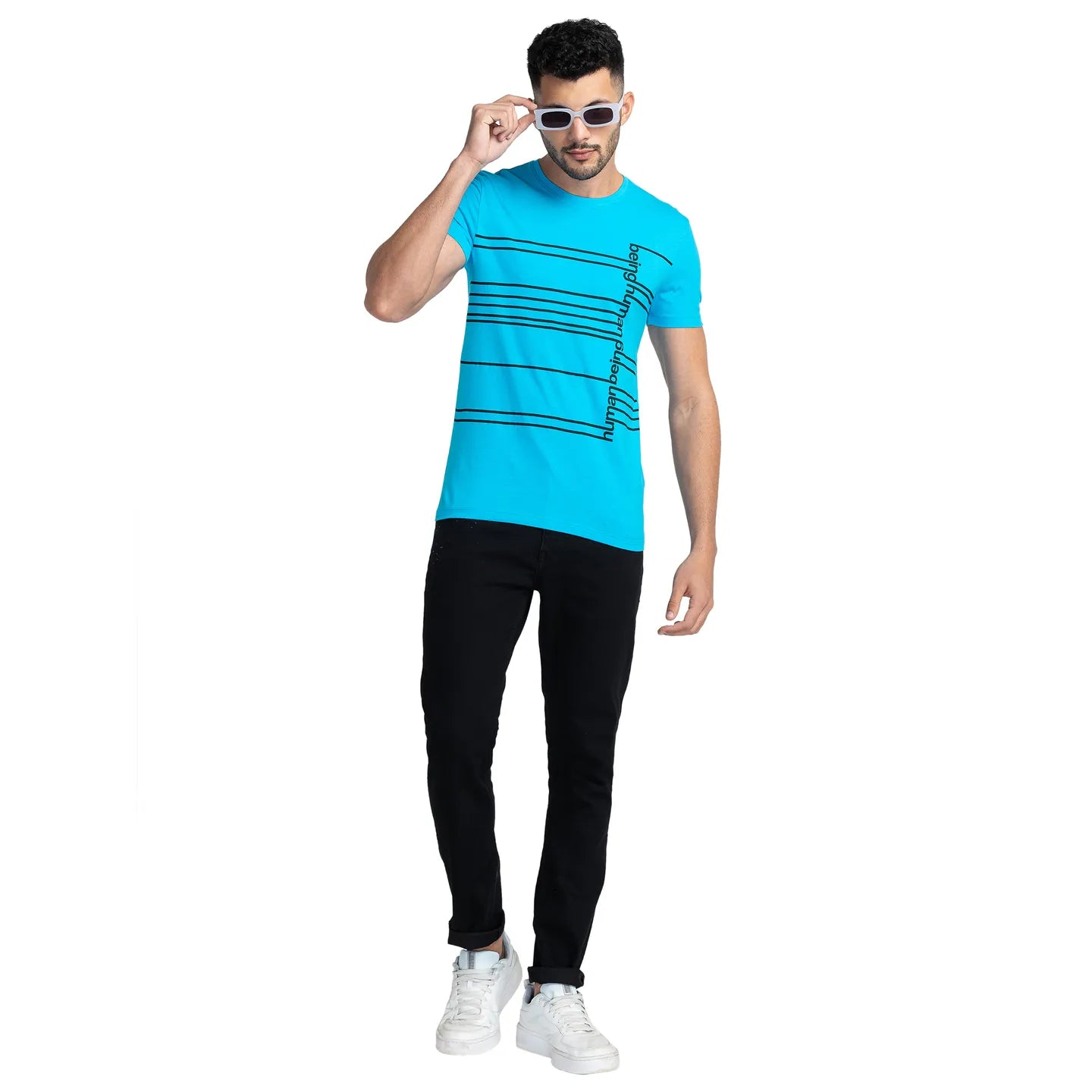 Blue Regular Fit Men's Short Sleeves T-Shirt by Being Human Clothing