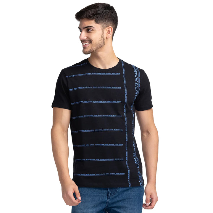 Black Regular Fit Men's Short Sleeves T-Shirt by Being Human Clothing