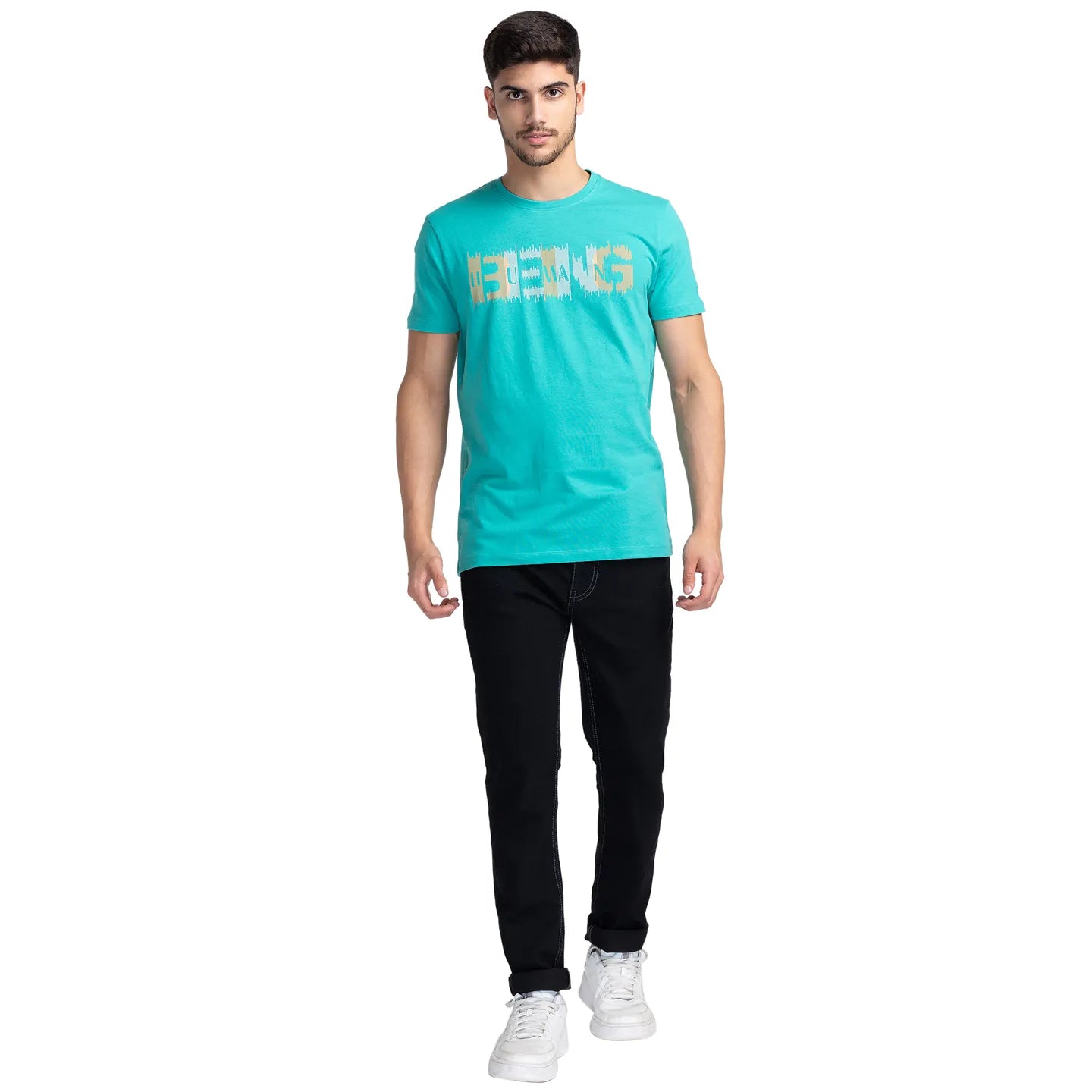 Green Regular Fit Men's Short Sleeves T-Shirt by Being Human Clothing