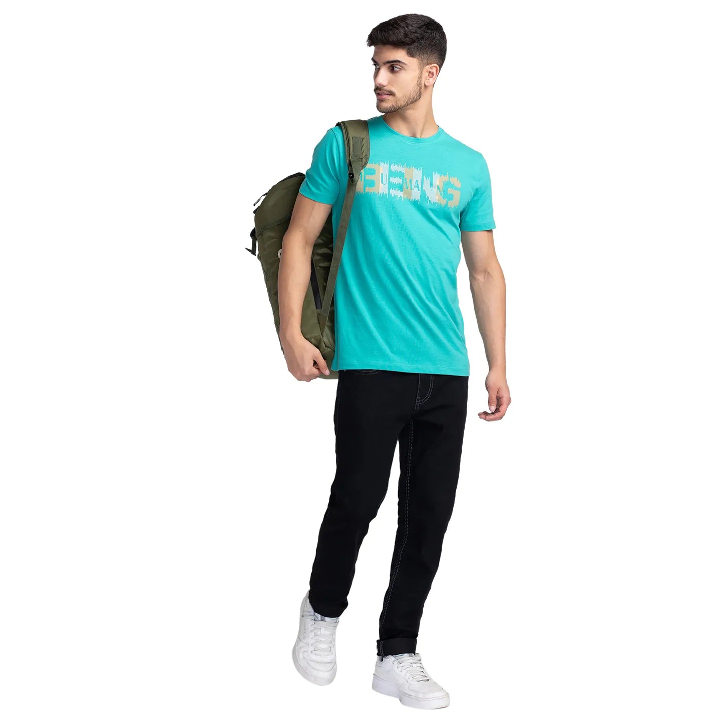 Green Regular Fit Men's Short Sleeves T-Shirt by Being Human Clothing