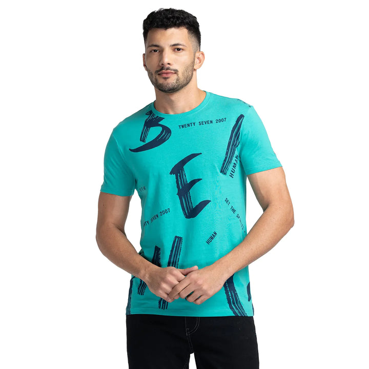 Blue Regular Fit Men's Short Sleeves T-Shirt by Being Human Clothing