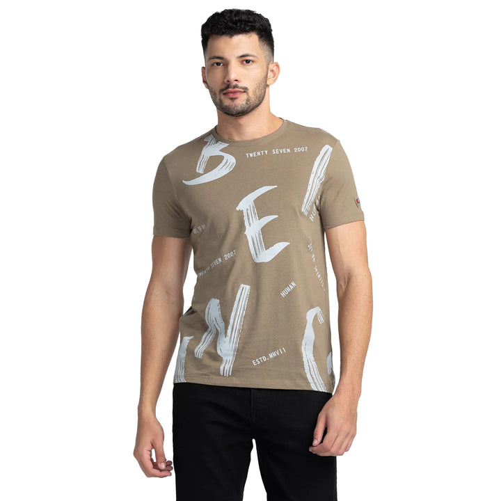 Grey Regular Fit Men's Short Sleeves T-Shirt by Being Human Clothing
