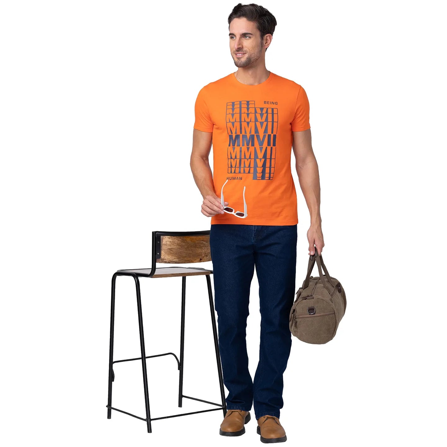 Red Regular Fit Men's Short Sleeves T-Shirt by Being Human Clothing