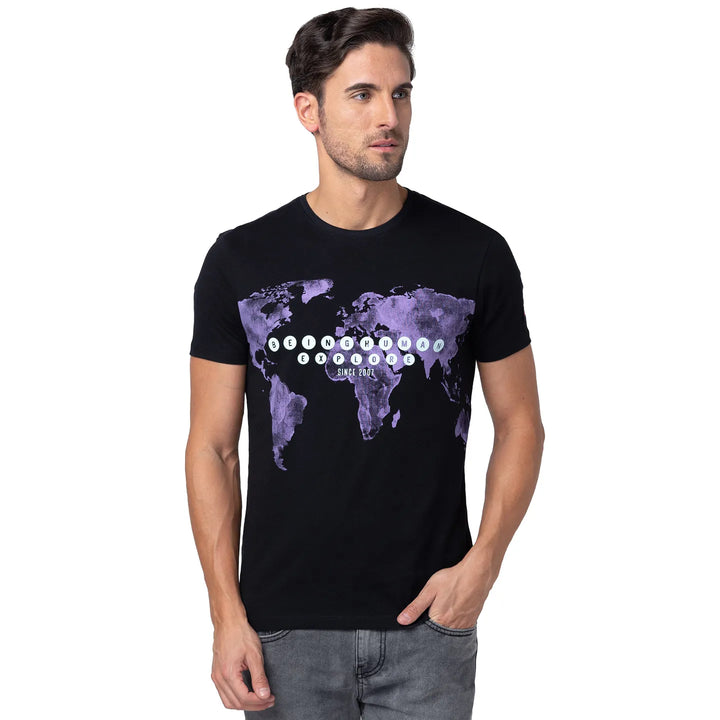Black Regular Fit Men's Short Sleeves T-Shirt by Being Human Clothing