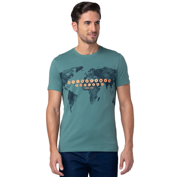 Green Regular Fit Men's Short Sleeves T-Shirt by Being Human Clothing