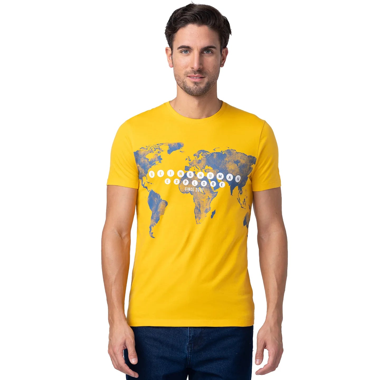 Yellow Regular Fit Men's Short Sleeves T-Shirt by Being Human Clothing