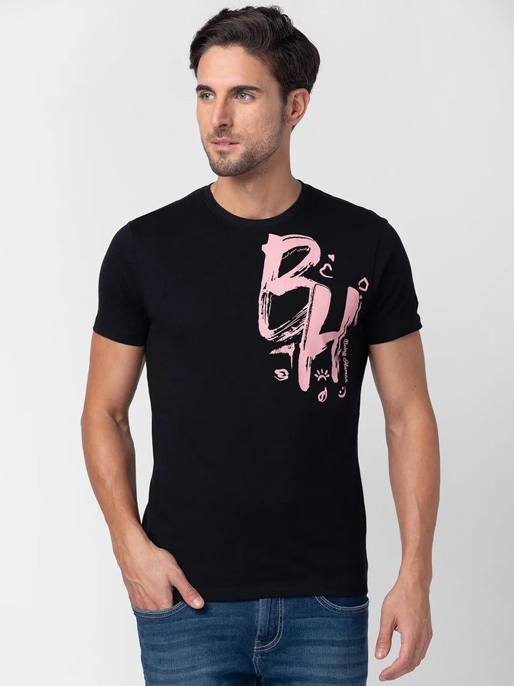Black Regular Fit Men's Short Sleeves T-Shirt by Being Human Clothing