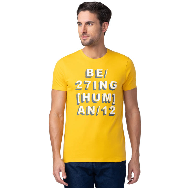 Yellow Regular Fit Men's Short Sleeves T-Shirt by Being Human Clothing