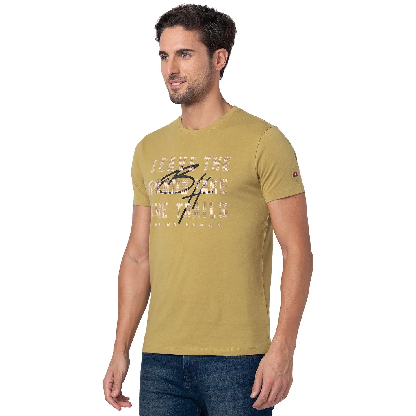 Brown Regular Fit Men's Short Sleeves T-Shirt by Being Human Clothing