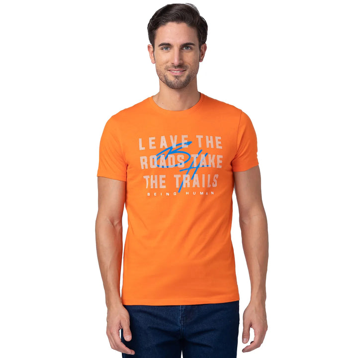 Red Regular Fit Men's Short Sleeves T-Shirt by Being Human Clothing