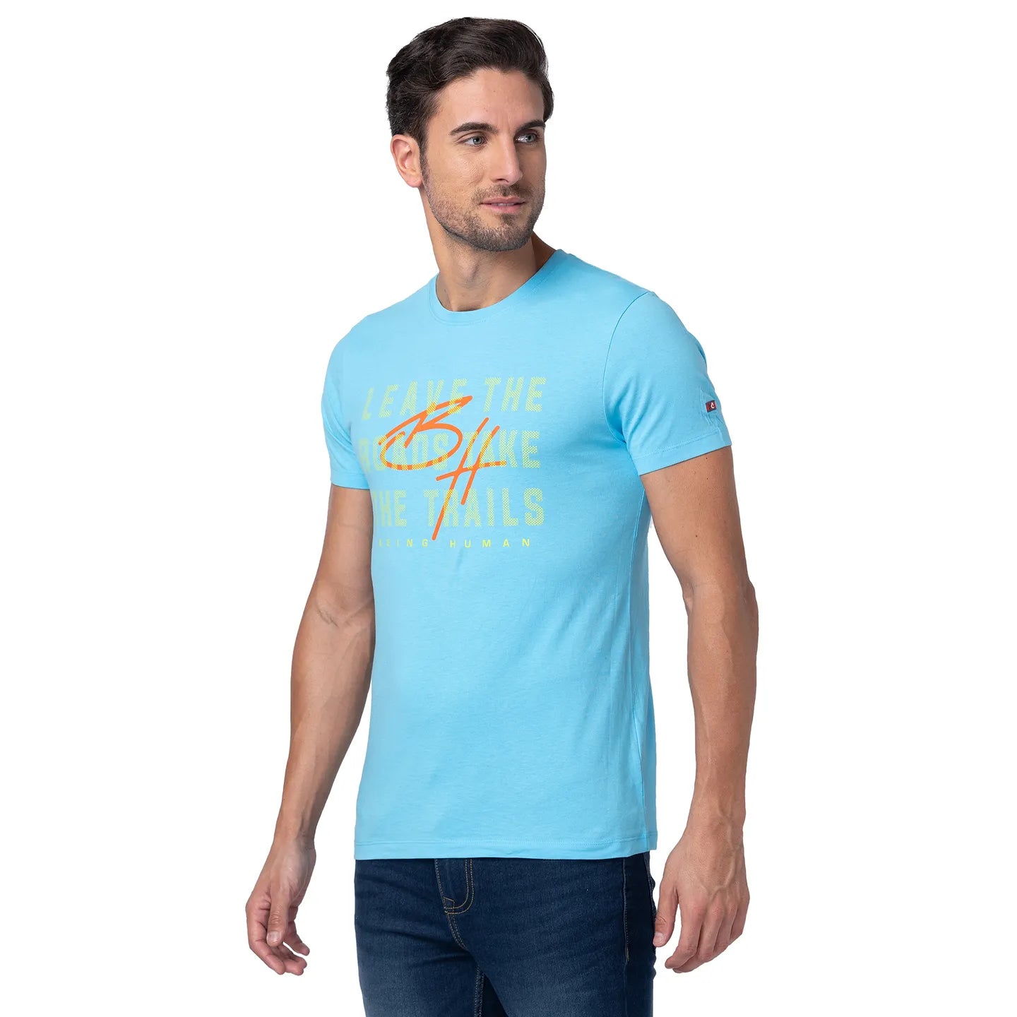 Blue Regular Fit Men's Short Sleeves T-Shirt by Being Human Clothing