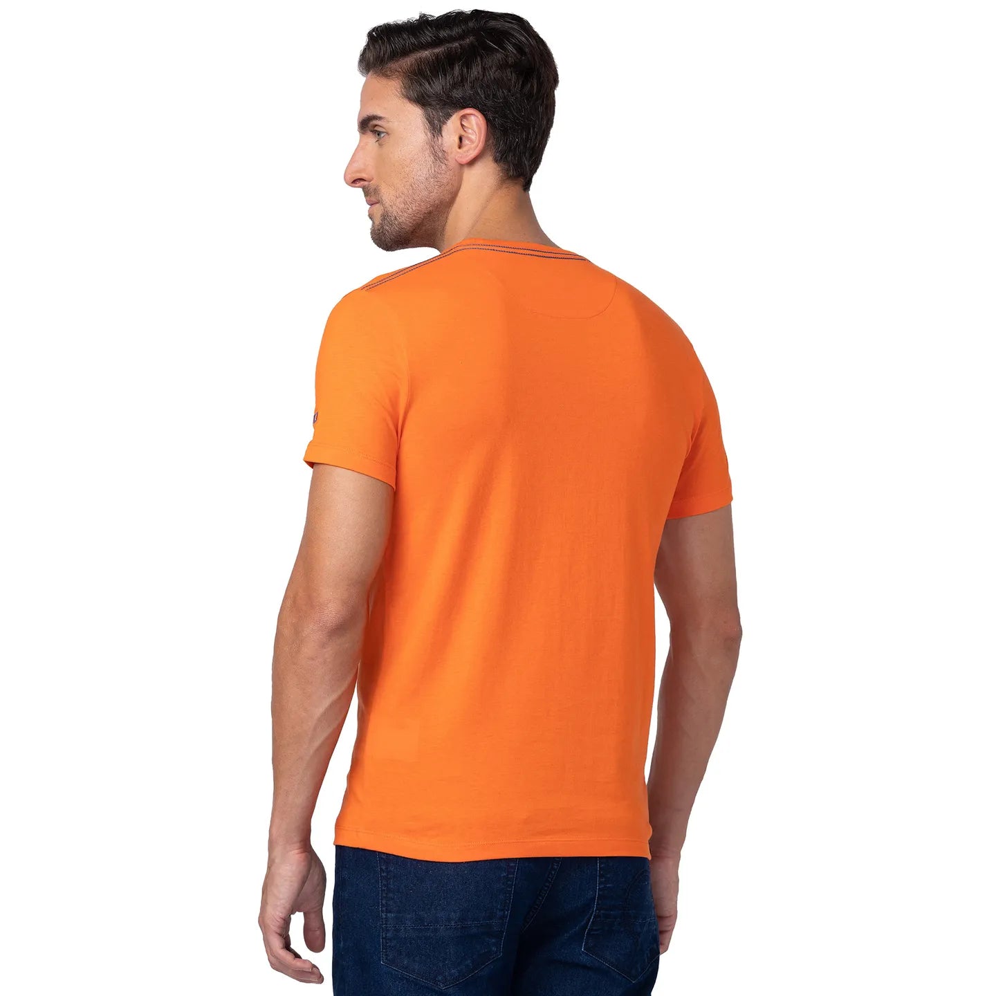 Red Orange Regular Fit Round Neck Men's T-Shirt by Being Human Clothing