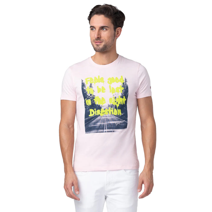 Pink Regular Fit Men's Short Sleeves T-Shirt by Being Human Clothing