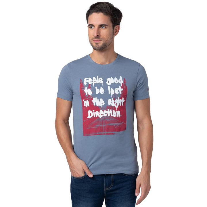 Blue Regular Fit Men's Short Sleeves T-Shirt by Being Human Clothing