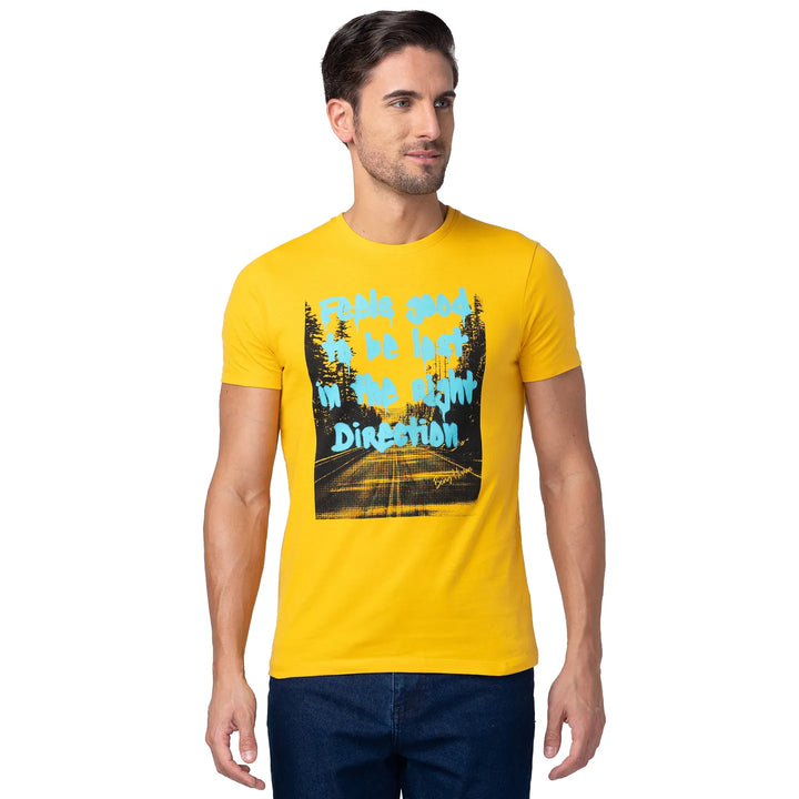 Yellow Regular Fit Men's Short Sleeves T-Shirt by Being Human Clothing