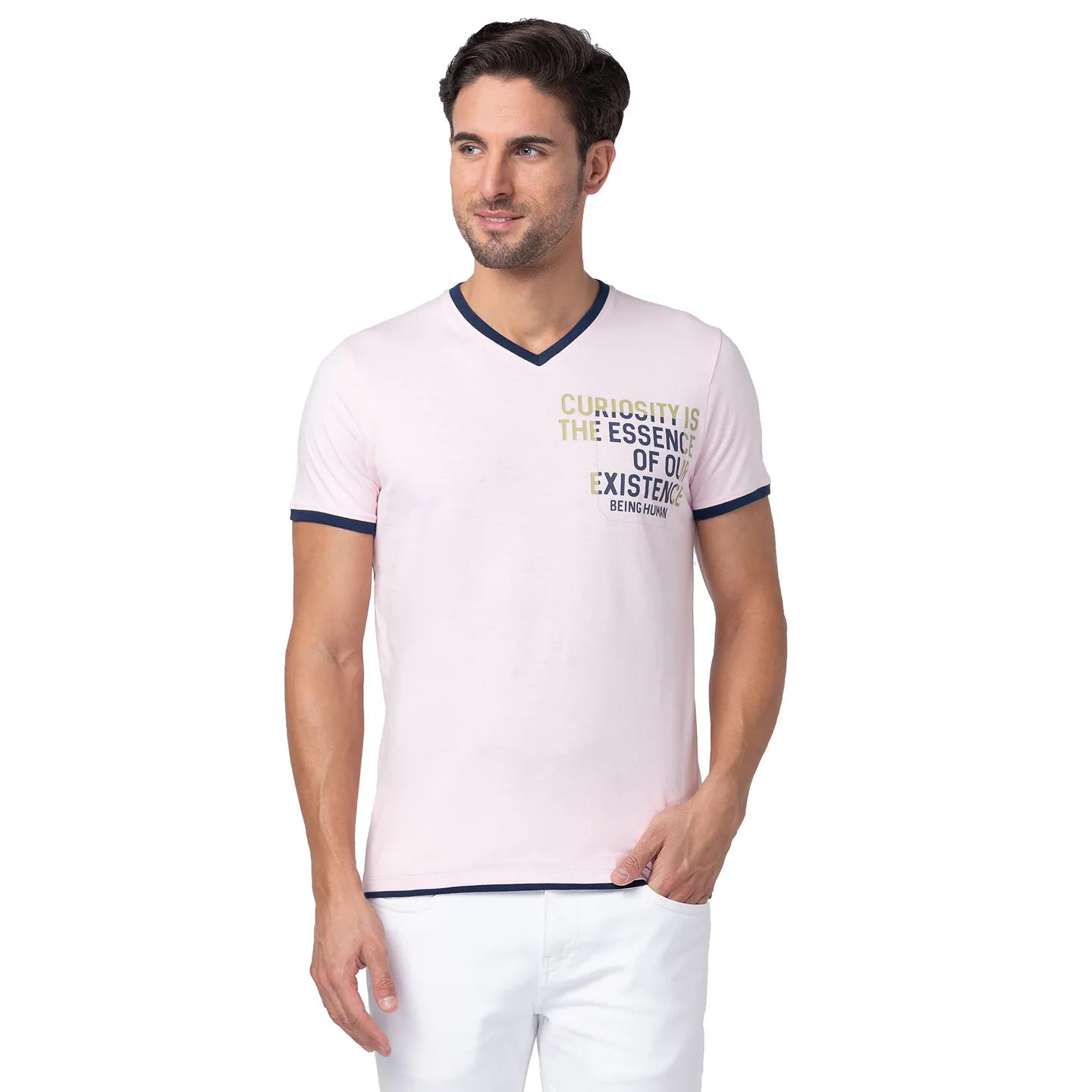 Blushing Bride Regular Fit V Neck Men's T-Shirt by Being Human Clothing