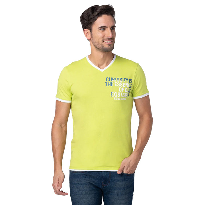Green Regular Fit Men's Short Sleeves T-Shirt by Being Human Clothing
