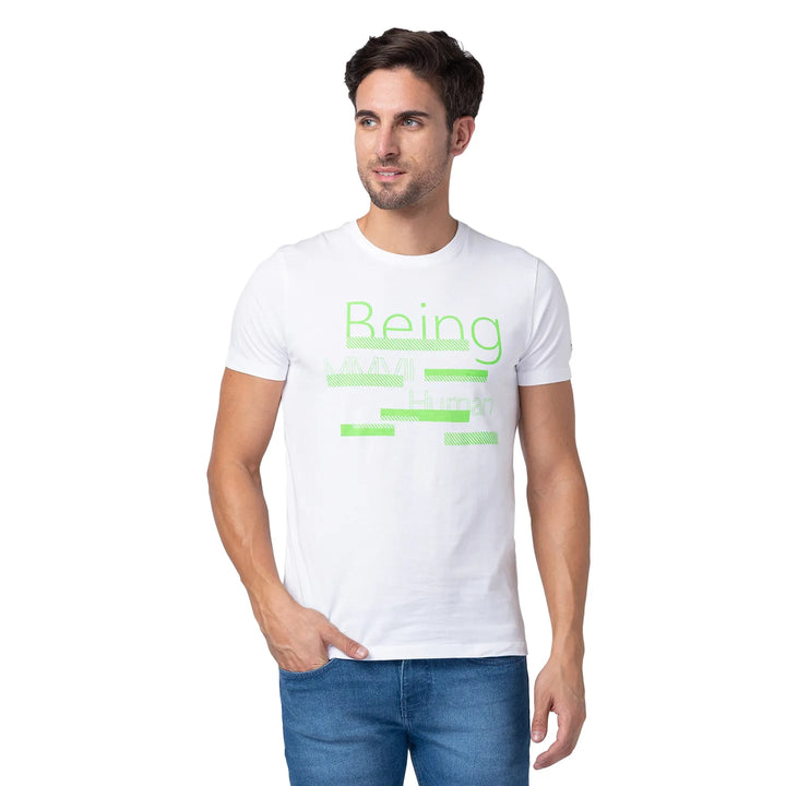 White Regular Fit Men's Short Sleeves T-Shirt by Being Human Clothing