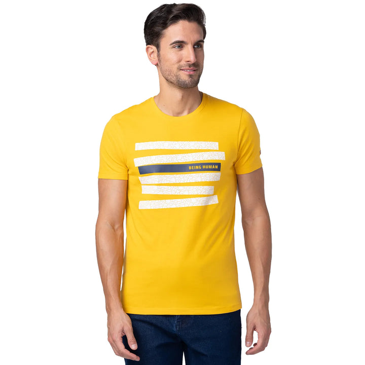 Yellow Regular Fit Men's Short Sleeves T-Shirt by Being Human Clothing