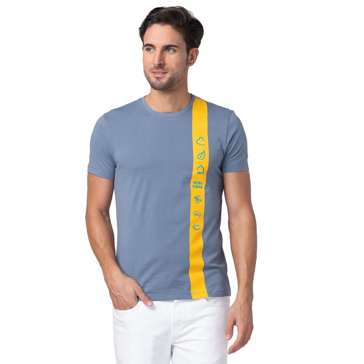 Blue Regular Fit Men's Short Sleeves T-Shirt by Being Human Clothing