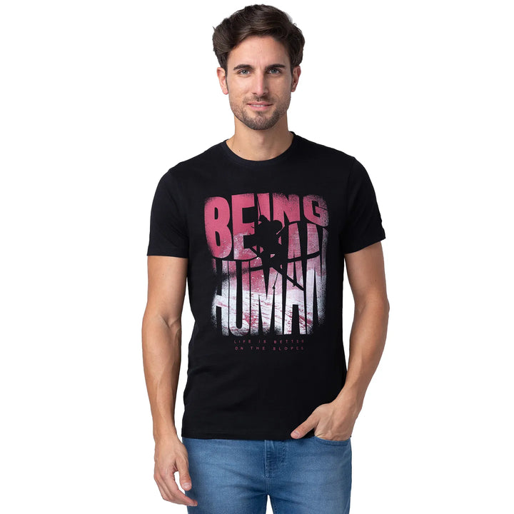 Black Regular Fit Men's Short Sleeves T-Shirt by Being Human Clothing