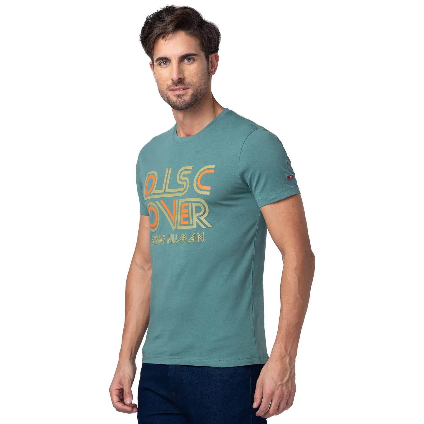 Green Regular Fit Men's Short Sleeves T-Shirt by Being Human Clothing
