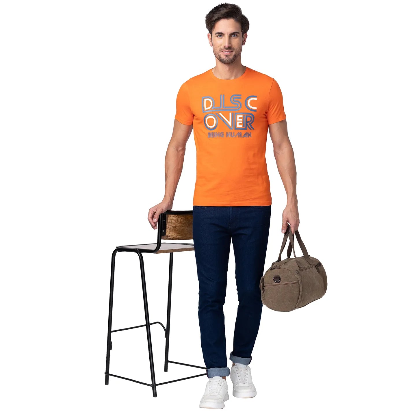 Red Regular Fit Men's Short Sleeves T-Shirt by Being Human Clothing